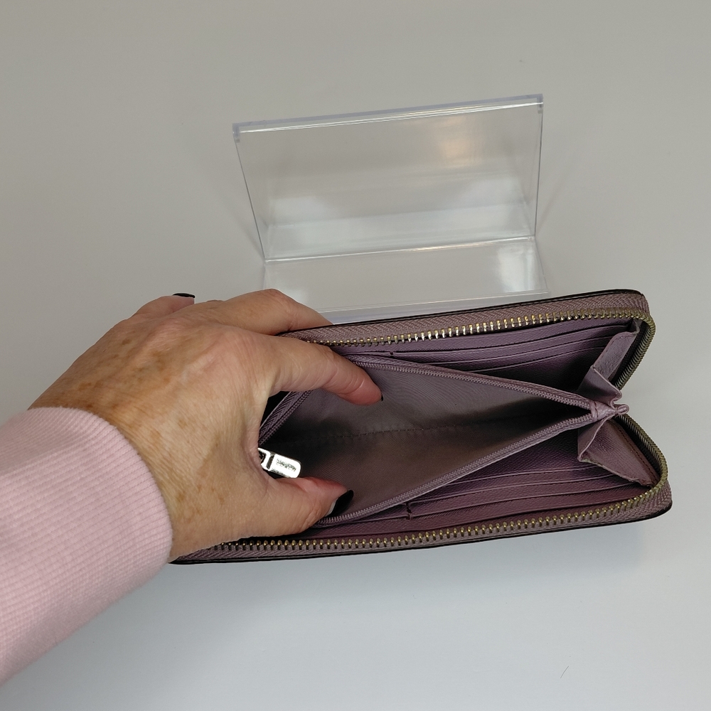 Coach Leather Purple Long Zip Around Wallet - Picture 5 of 13